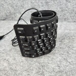 Flexible Roll Up Keyboard Black USB Wired Waterproof Portable Silent Slim TESTED